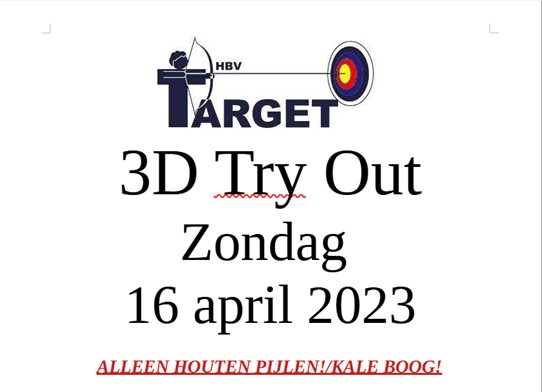 3D Try-out bij HBV Target op 16 April